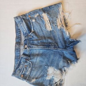 Abercrombie & Fitch Ripped Blue Jean Shorts